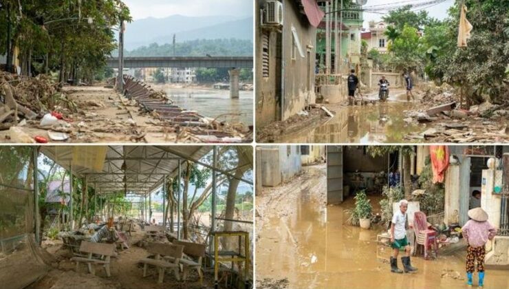 Şiddetli yağışların etkili olduğu Vietnam’da evler ve tarım arazileri sular altında kaldı