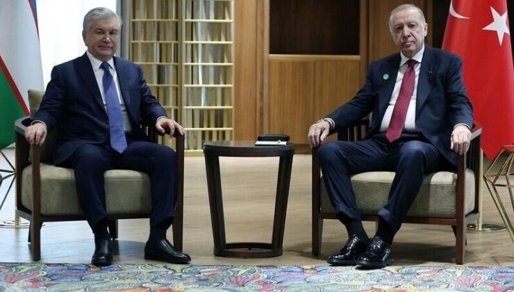 Cumhurbaşkanı Erdoğan, Özbekistan Cumhurbaşkanı Mirziyoyev ile görüştü