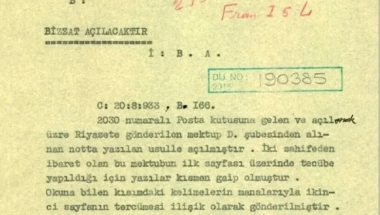 MİT gizli yazışmaların deşifre edilmesine ilişkin tarihi belgeyi paylaştı